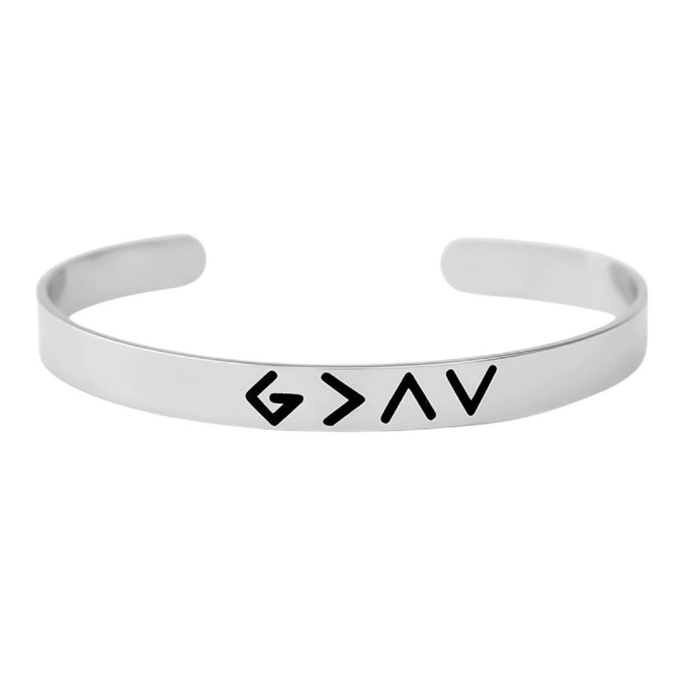2 Pk God is Greater than the Highs and The Lows Cuff Bracelet Adjustable Size